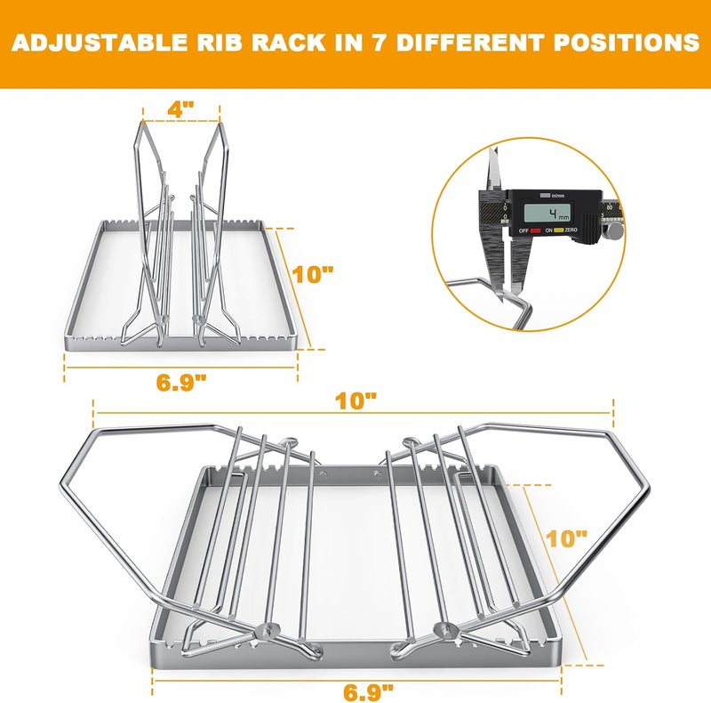 BBQ-PLUS Adjustable Turkey Roasting Rack for Smoker Grill and Oven, V Shaped Chicken Roasting Stand for Outdoor Indoor Grilling, Must-Have Smoker Accessories, Stainless Steel - Image 2